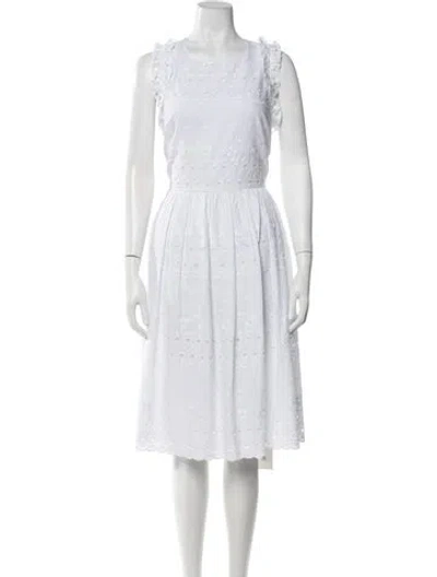Pre-owned Kate Spade Floral Print Midi Length Dress W/ Tags In White