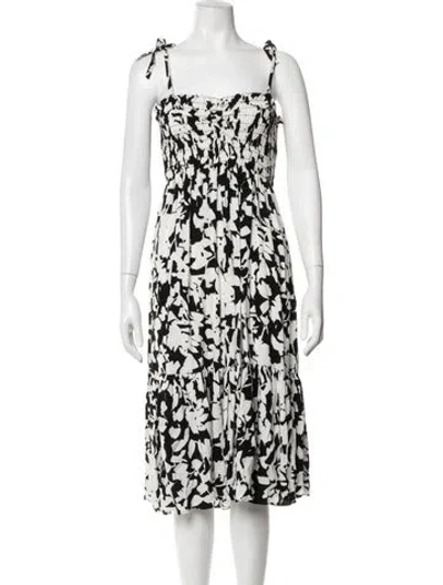 Pre-owned Kate Spade Floral Print Midi Length Dress In White