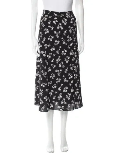 Pre-owned Kate Spade Floral Print Midi Length Skirt In Black