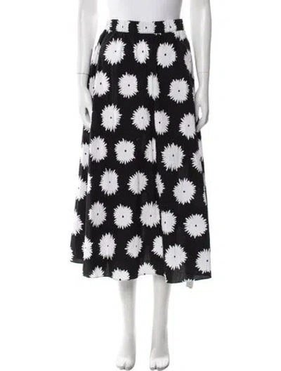 Pre-owned Kate Spade Floral Print Midi Length Skirt In Black