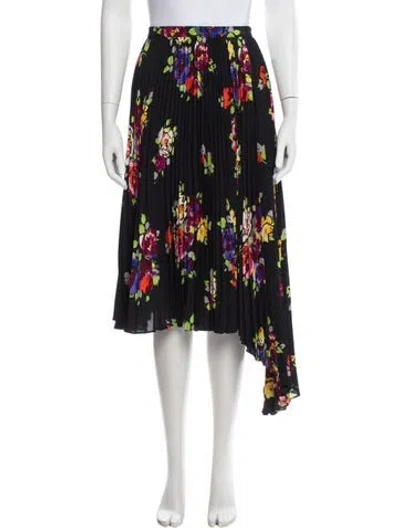 Pre-owned Kate Spade Floral Print Midi Length Skirt In Black