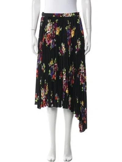 Pre-owned Kate Spade Floral Print Midi Length Skirt In Black