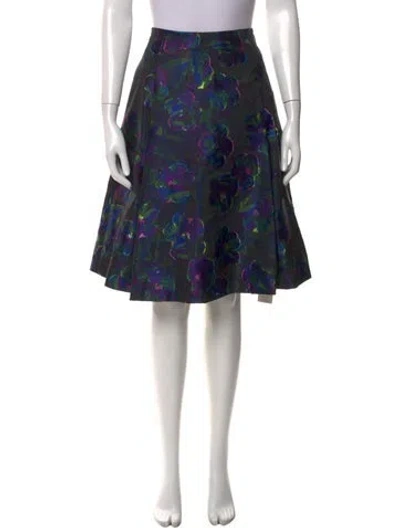 Pre-owned Kate Spade Floral Print Midi Length Skirt In Black