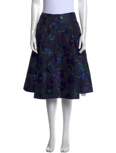 Pre-owned Kate Spade Floral Print Midi Length Skirt In Black