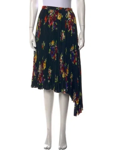 Pre-owned Kate Spade Floral Print Midi Length Skirt In Black