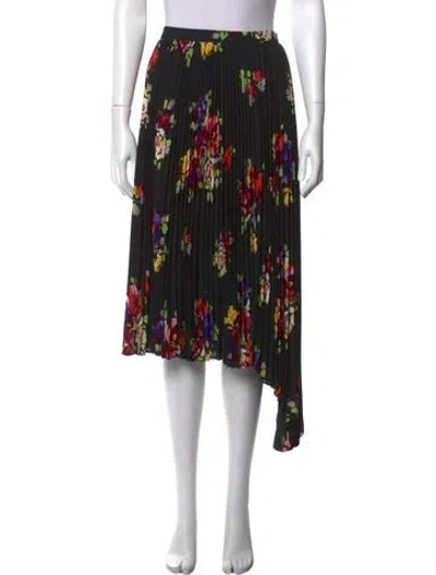 Pre-owned Kate Spade Floral Print Midi Length Skirt In Black