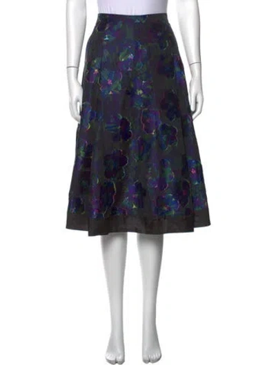 Pre-owned Kate Spade Floral Print Midi Length Skirt In Black