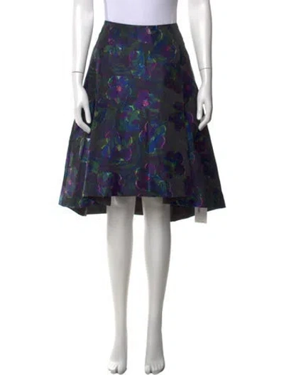 Pre-owned Kate Spade Floral Print Midi Length Skirt In Black