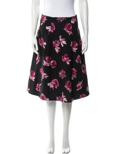 Pre-owned Kate Spade Floral Print Midi Length Skirt In Black