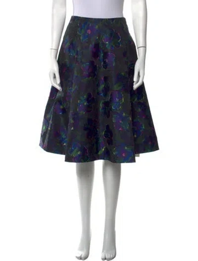 Pre-owned Kate Spade Floral Print Midi Length Skirt In Black