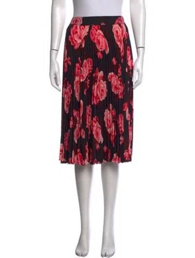 Pre-owned Kate Spade Floral Print Midi Length Skirt In Black/pink