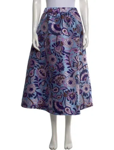 Pre-owned Kate Spade Floral Print Midi Length Skirt W/ Tags In Multi