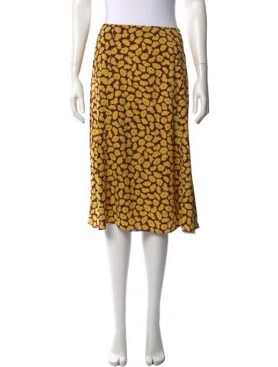 Pre-owned Kate Spade Floral Print Midi Length Skirt In Yellow