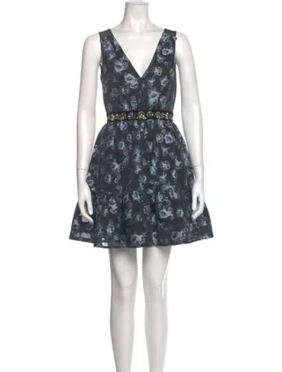 Pre-owned Kate Spade Floral Print Mini Dress In Black