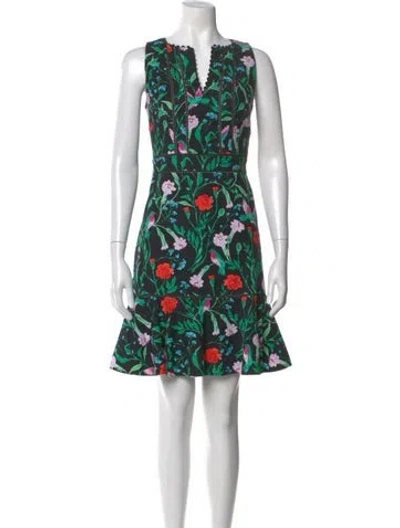 Pre-owned Kate Spade Floral Print Mini Dress In Black