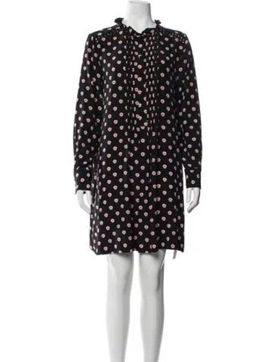 Pre-owned Kate Spade Floral Print Mini Dress In Black