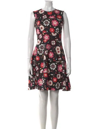 Pre-owned Kate Spade Floral Print Mini Dress In Black