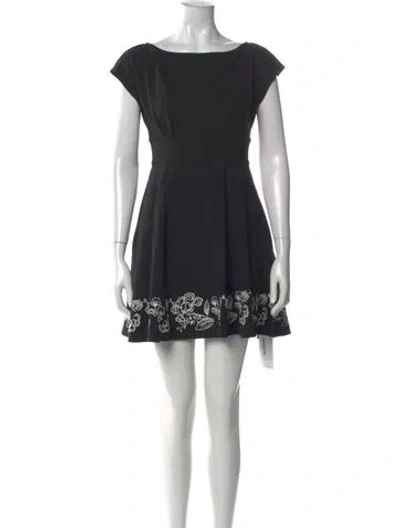 Pre-owned Kate Spade Floral Print Mini Dress In Black