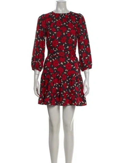 Pre-owned Kate Spade Floral Print Mini Dress In Black