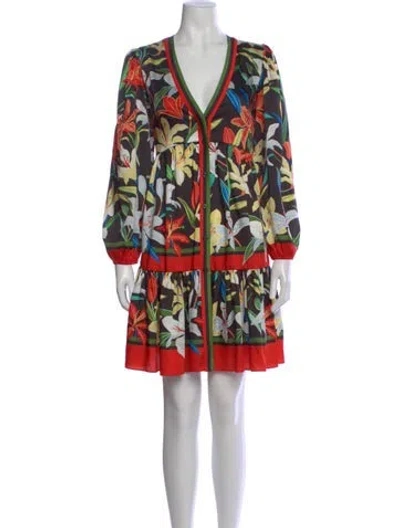 Pre-owned Kate Spade Floral Print Mini Dress In Black