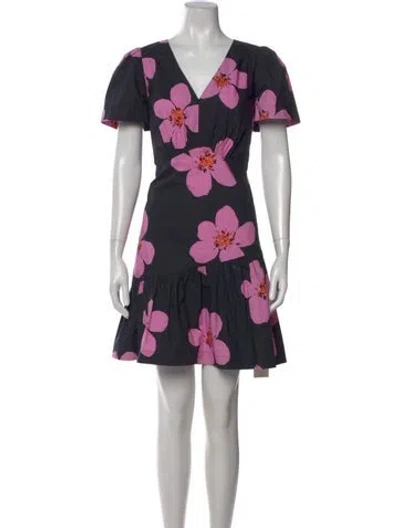 Pre-owned Kate Spade Floral Print Mini Dress In Black