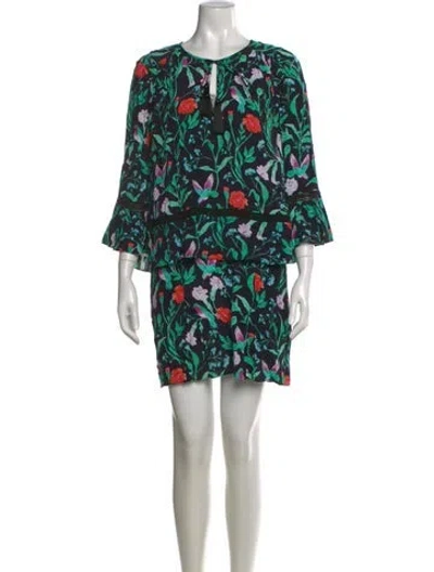 Pre-owned Kate Spade Floral Print Mini Dress In Black