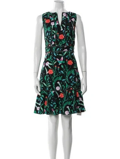 Pre-owned Kate Spade Floral Print Mini Dress In Black