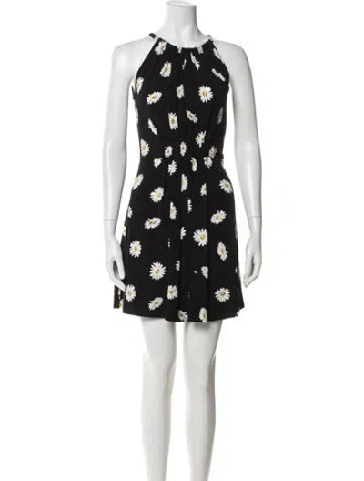 Pre-owned Kate Spade Floral Print Mini Dress In Black