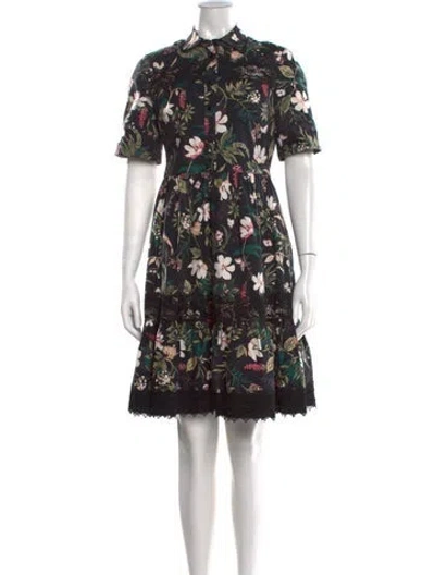 Pre-owned Kate Spade Floral Print Mini Dress In Black