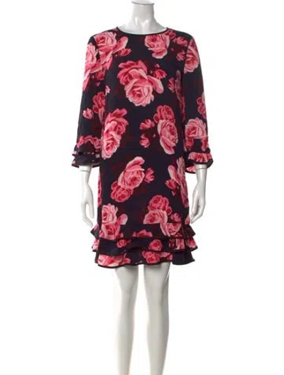 Pre-owned Kate Spade Floral Print Mini Dress In Black