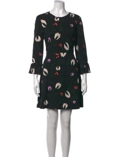 Pre-owned Kate Spade Floral Print Mini Dress In Black