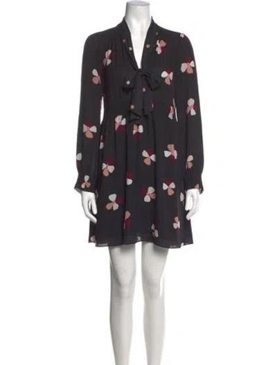 Pre-owned Kate Spade Floral Print Mini Dress In Black