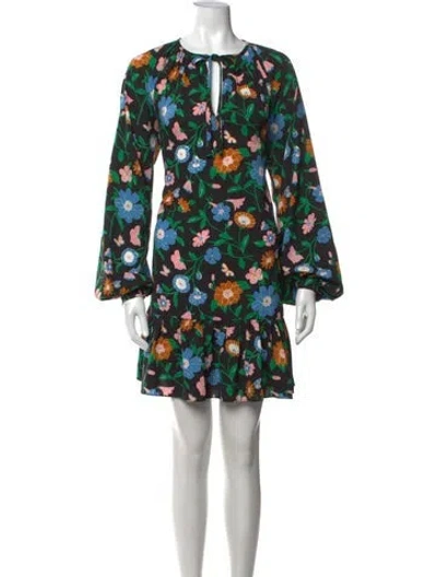 Pre-owned Kate Spade Floral Print Mini Dress In Black