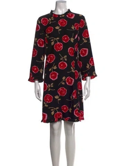 Pre-owned Kate Spade Floral Print Mini Dress In Black