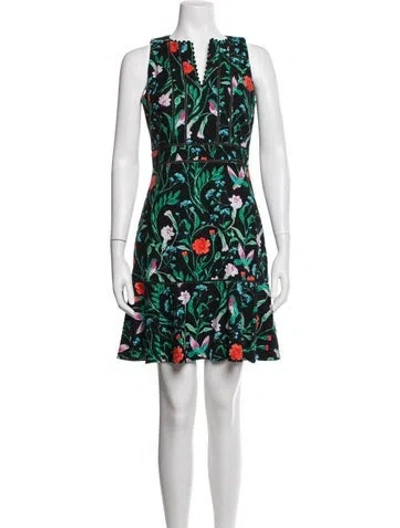 Pre-owned Kate Spade Floral Print Mini Dress In Black