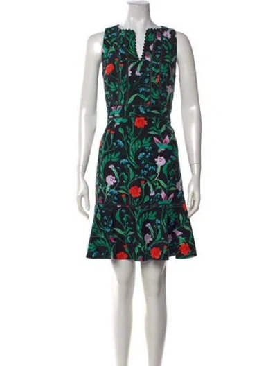 Pre-owned Kate Spade Floral Print Mini Dress In Black