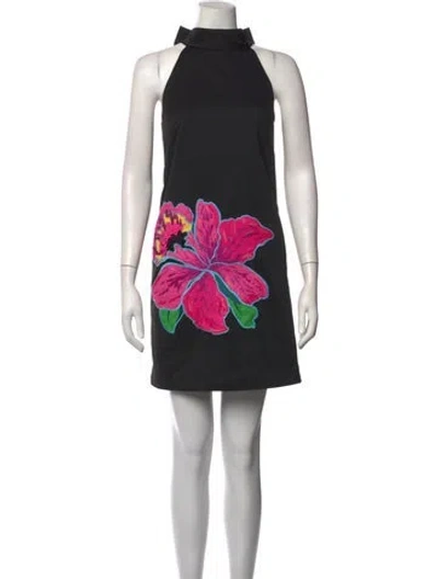 Pre-owned Kate Spade Floral Print Mini Dress In Black