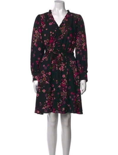 Pre-owned Kate Spade Floral Print Mini Dress In Black/purple