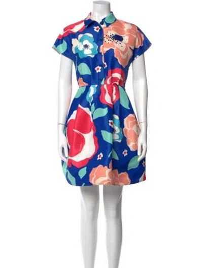 Pre-owned Kate Spade Floral Print Mini Dress In Blue