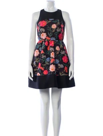 Pre-owned Kate Spade Floral Print Mini Dress In Blue