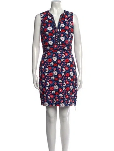 Pre-owned Kate Spade Floral Print Mini Dress In Blue