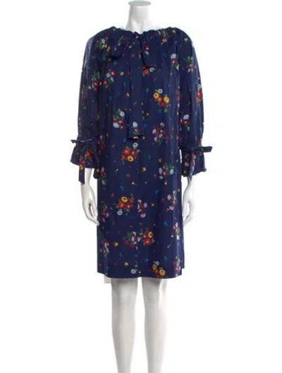 Pre-owned Kate Spade Floral Print Mini Dress In Blue