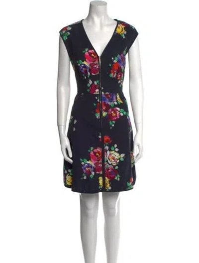 Pre-owned Kate Spade Floral Print Mini Dress In Blue