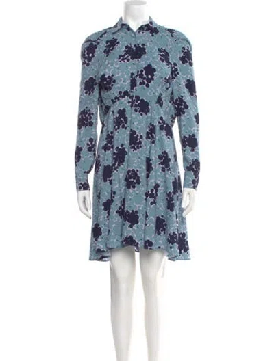 Pre-owned Kate Spade Floral Print Mini Dress In Blue