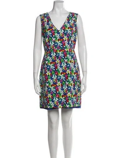 Pre-owned Kate Spade Floral Print Mini Dress In Blue