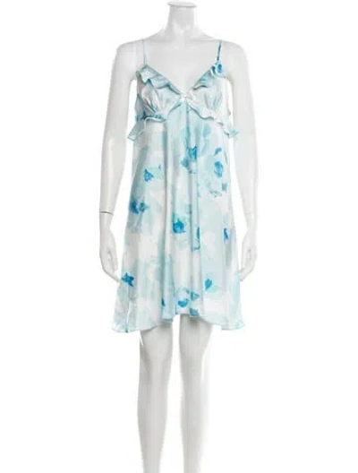 Pre-owned Kate Spade Floral Print Mini Dress In Blue