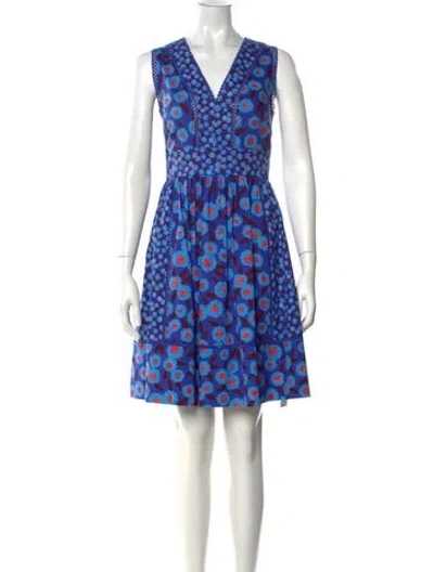 Pre-owned Kate Spade Floral Print Mini Dress In Blue