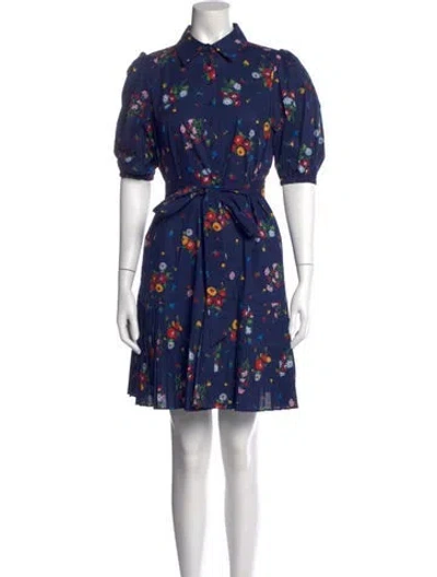 Pre-owned Kate Spade Floral Print Mini Dress In Blue
