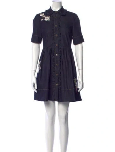 Pre-owned Kate Spade Floral Print Mini Dress In Blue