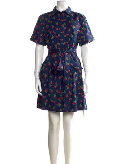 Pre-owned Kate Spade Floral Print Mini Dress In Blue